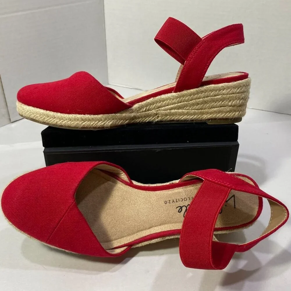 LifeStride Velocity 2.0 Red Espadrille Wedge Sandals — Women’s 6.5